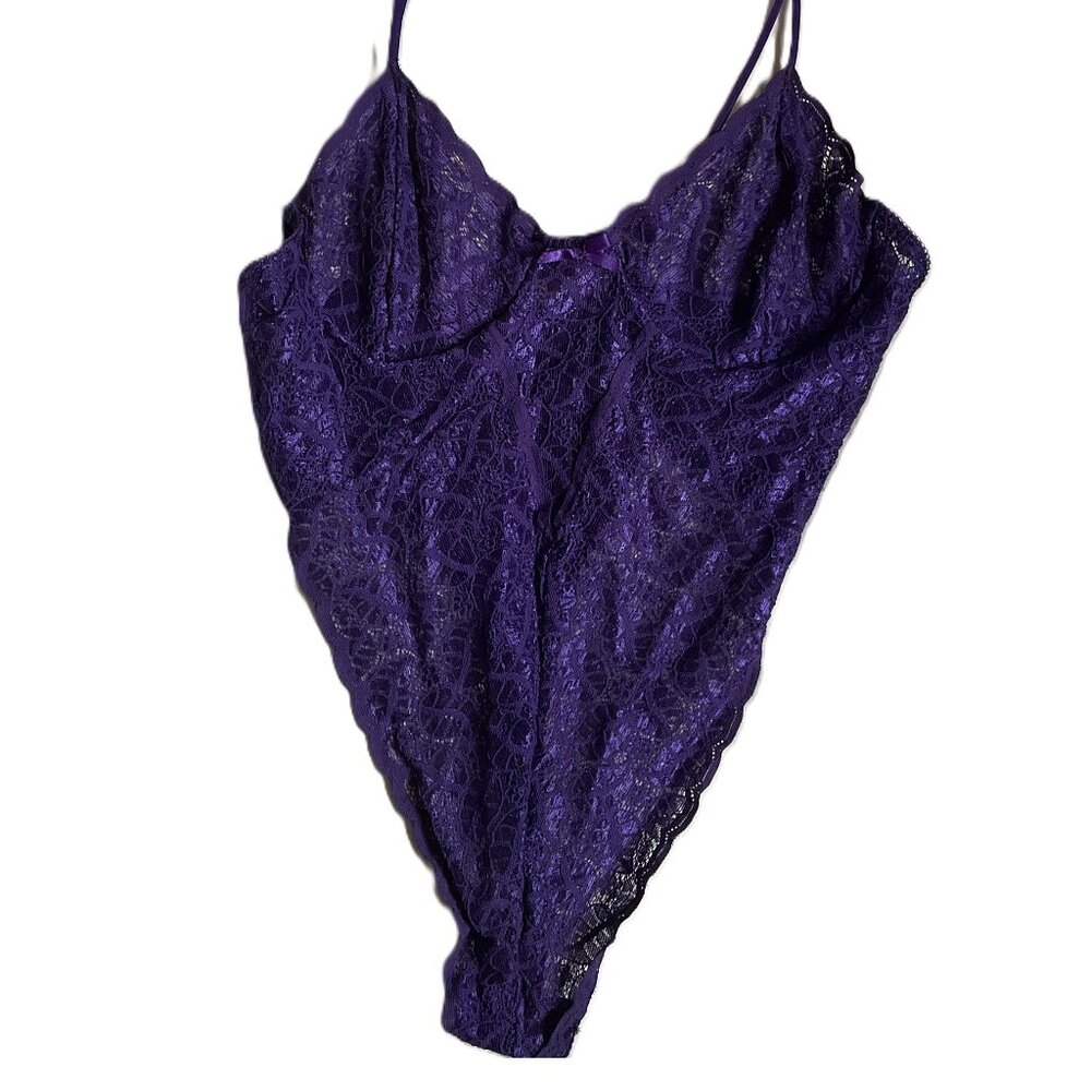 Purple lace stretch teddy Size M  (fits 36C)